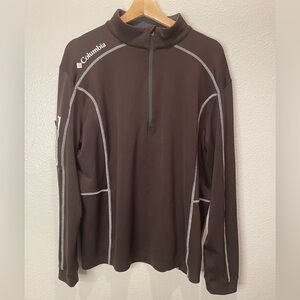Columbia Brown Long-Sleeve Quarter-Zip with Contrast Stitching